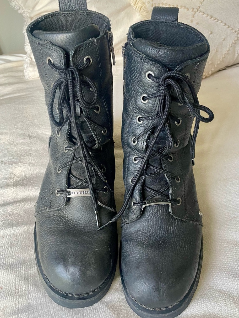 Harley-Davidson Woman’s Black Leather Lace-Up Moto Boots sz 9.5